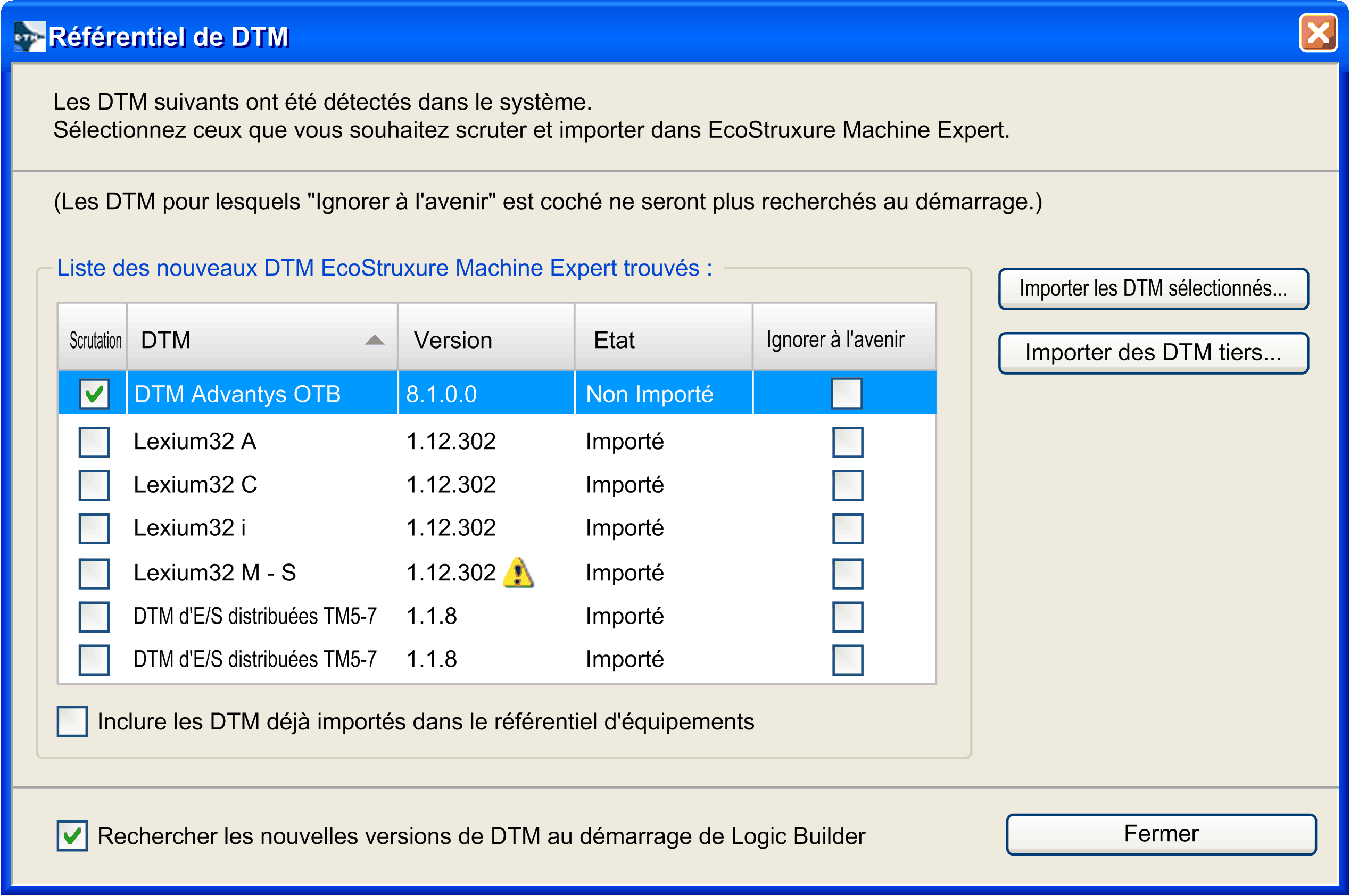 Importation de DTM (Device Type Manager)